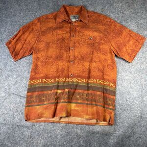 Vintage The Territory Ahead Mens Large Button Down Tribal Print Orange Resort